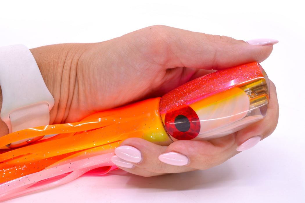 Coggin Lures White MOP Pink-Yellow Back 4-Hole Kilauea Tado Scoop 9" 6oz Skirted