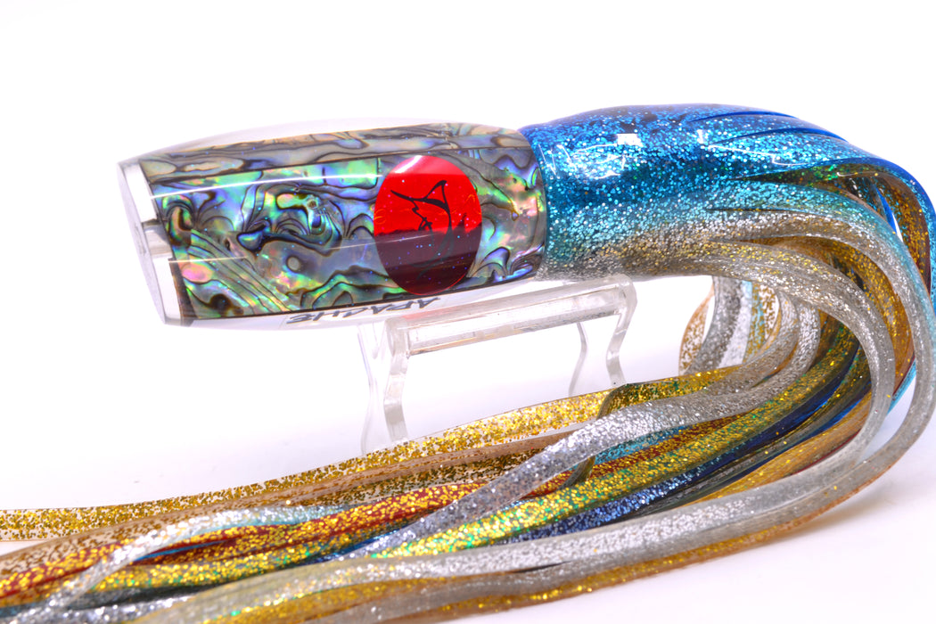 Bonze Lures Paua Shell Red Eyes Apache 9" 5.2oz Skirted Blue-Silver/Green-Gold