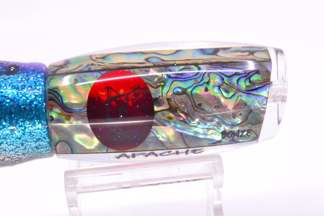 Bonze Lures Paua Shell Red Eyes Apache 9" 5.2oz Skirted Blue-Silver/Green-Gold