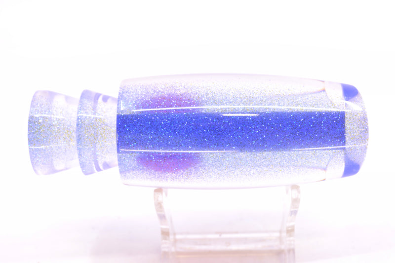 Moyes Lures Clear Mirrored Blue Glitter Back Red Eyes Medium Plunger 12" 5oz GZE