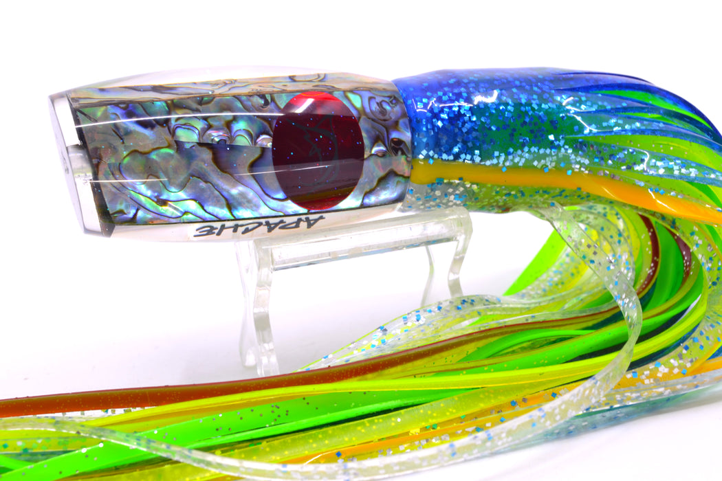 Bonze Lures Paua Shell Red Eyes Apache 9" 5.2oz Skirted Blue-Yellow-Silver