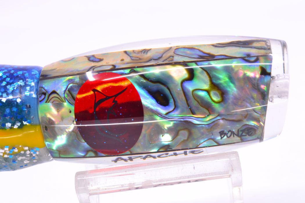 Bonze Lures Paua Shell Red Eyes Apache 9" 5.2oz Skirted Blue-Yellow-Silver