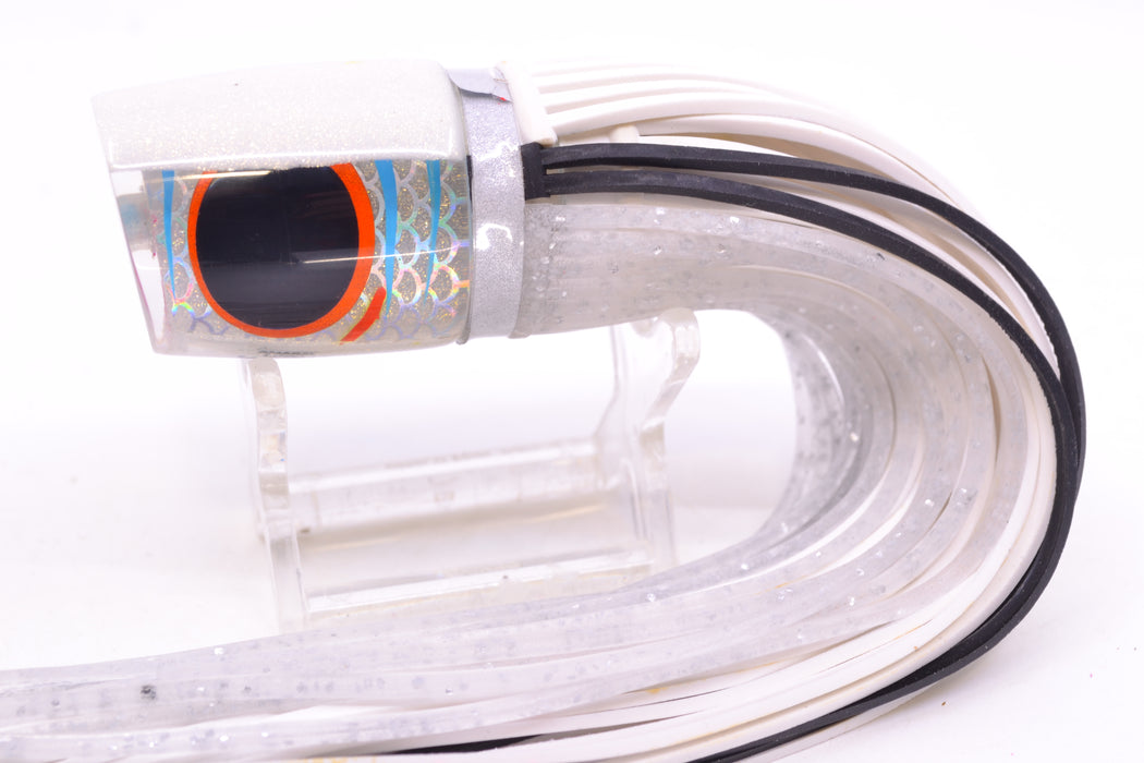 Amaral Lures Silver Pearl Rainbow Scale Ice Blue Stripes White Back Krait 10" 3.5oz