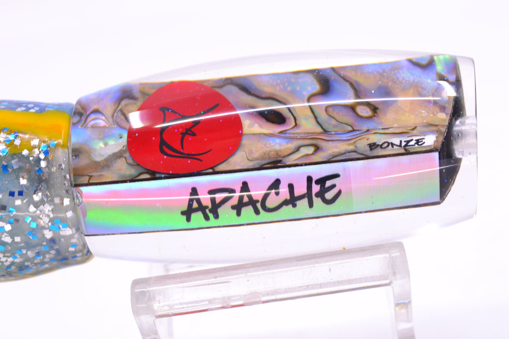 Bonze Lures Paua Shell Red Eyes Apache 9" 5.2oz Skirted Blue-Yellow-Silver