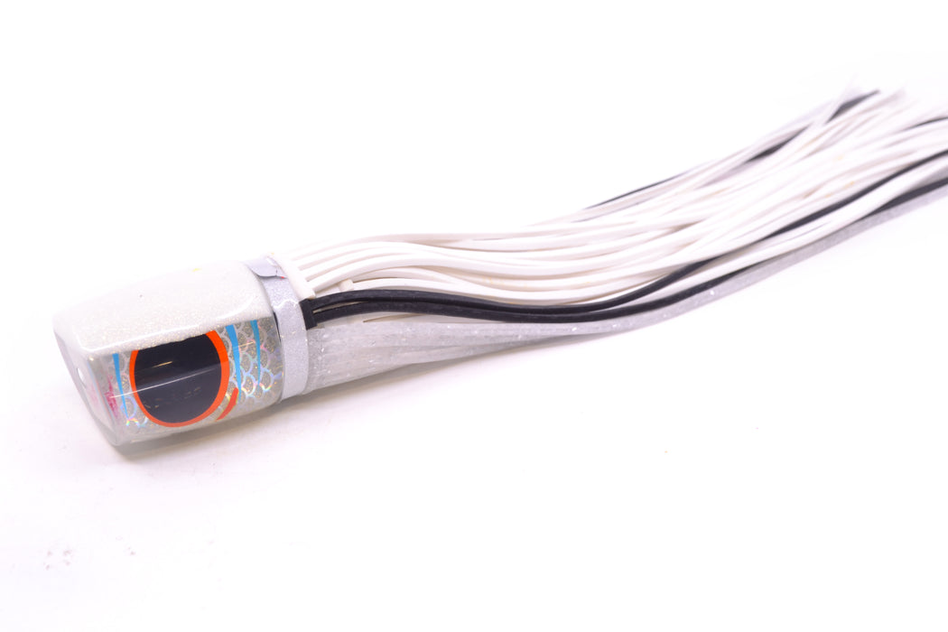 Amaral Lures Silver Pearl Rainbow Scale Ice Blue Stripes White Back Krait 10" 3.5oz