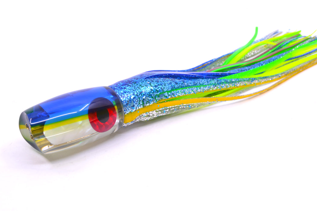 Coggin Lures White MOP Blue-Yellow Back 4-Hole Kilauea Tado Scoop 9" 6oz Skirted