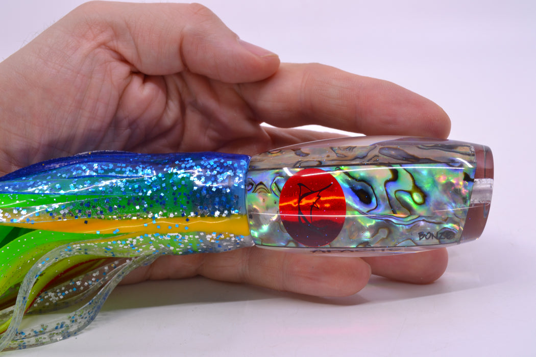 Bonze Lures Paua Shell Red Eyes Apache 9" 5.2oz Skirted Blue-Yellow-Silver
