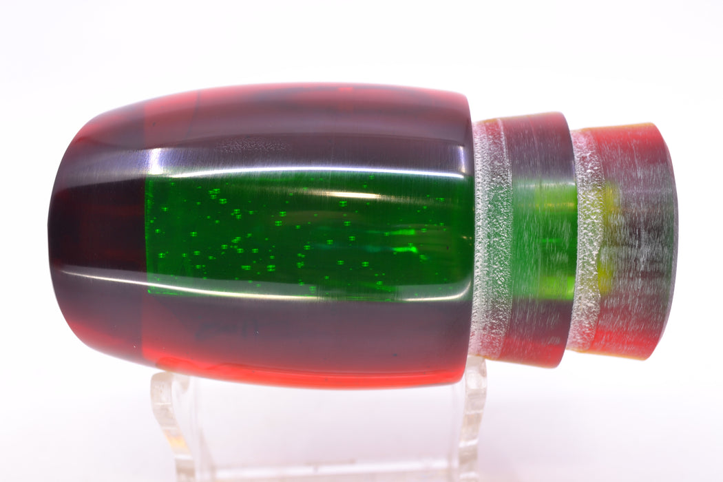 Marlin Magic "Rasta" Yellow Awabi Green-Red Back Red Eyes Smokey Joe 12" 6.5oz