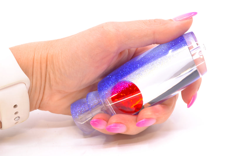Moyes Lures Clear Mirrored Blue Glitter Back Red Eyes Medium Plunger 12" 5oz GZE