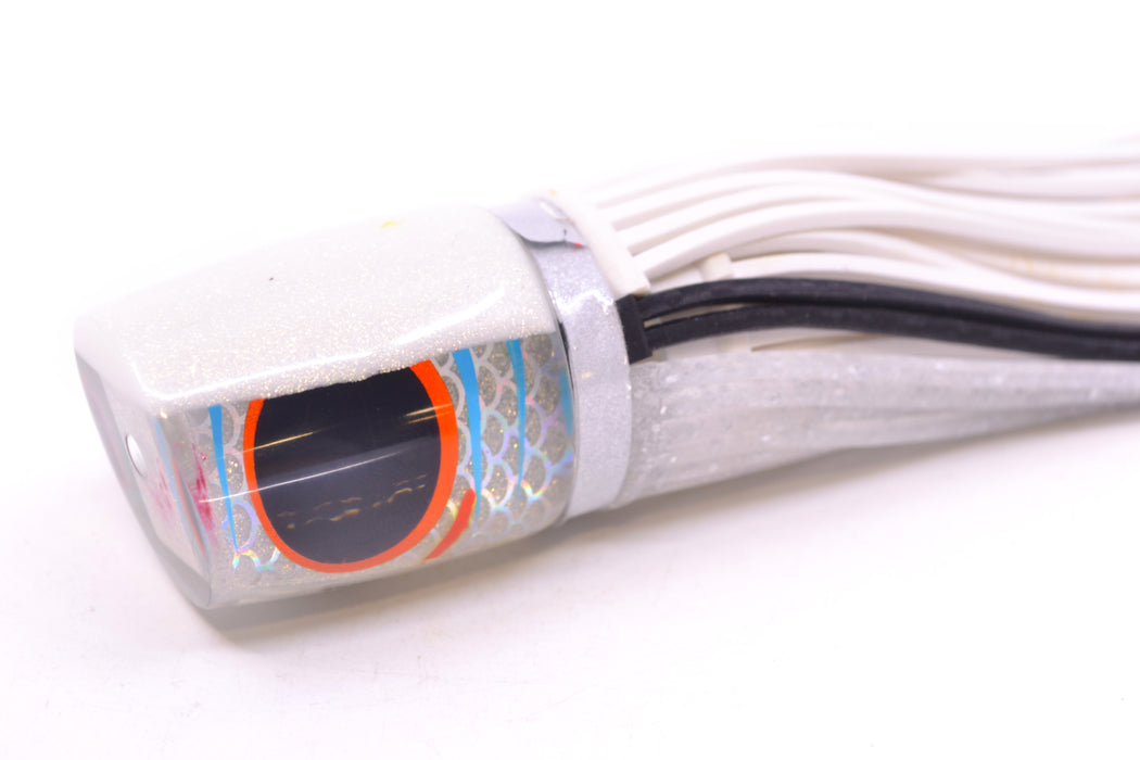 Amaral Lures Silver Pearl Rainbow Scale Ice Blue Stripes White Back Krait 10" 3.5oz