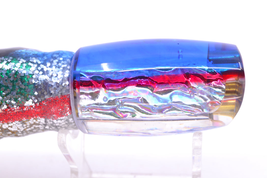 Coggin Lures Rainbow Dichro Blue-Red Back 4-Hole Kilauea Tado Scoop 9" 6oz Skirted Evil