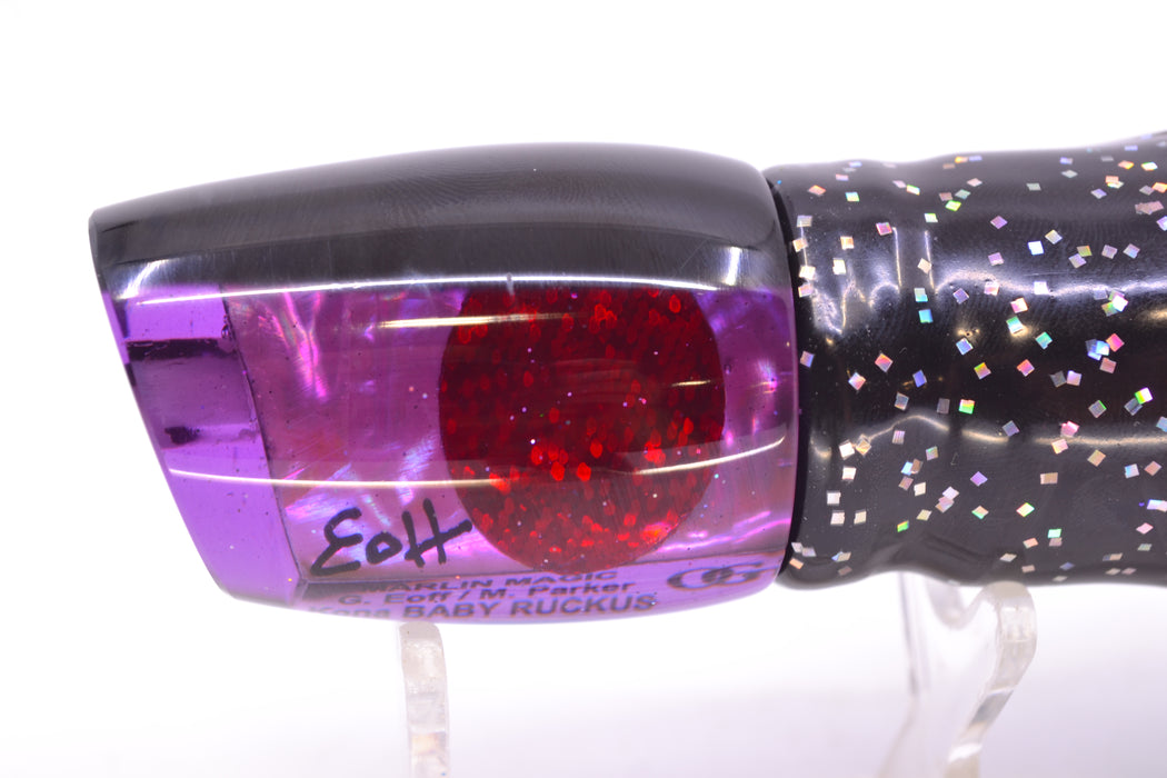 Marlin Magic Lures Purple Awabi Black Back Red Eyes Baby Ruckus 10" 6.5oz Skirted Black