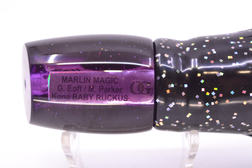 Marlin Magic Lures Purple Awabi Black Back Red Eyes Baby Ruckus 10" 6.5oz Skirted Black