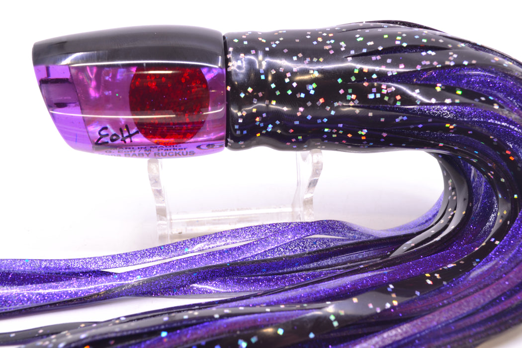 Marlin Magic Lures Purple Awabi Black Back Red Eyes Baby Ruckus 10" 6.5oz Skirted Black