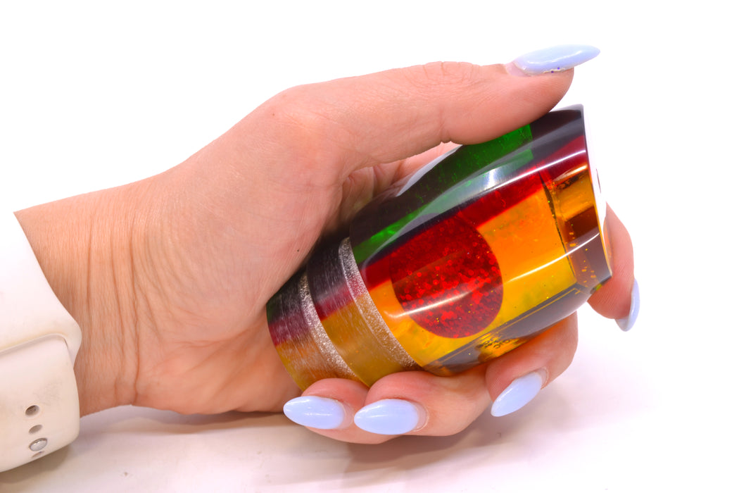 Marlin Magic "Rasta" Yellow Awabi Green-Red Back Red Eyes Smokey Joe 12" 6.5oz