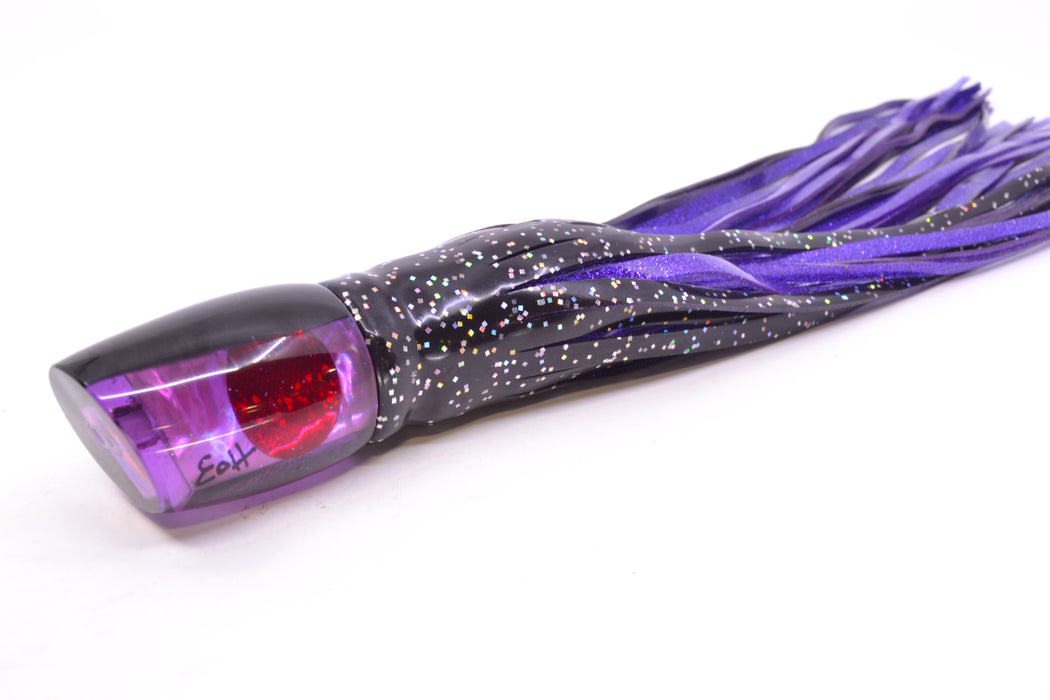 Marlin Magic Lures Purple Awabi Black Back Red Eyes Baby Ruckus 10" 6.5oz Skirted Black