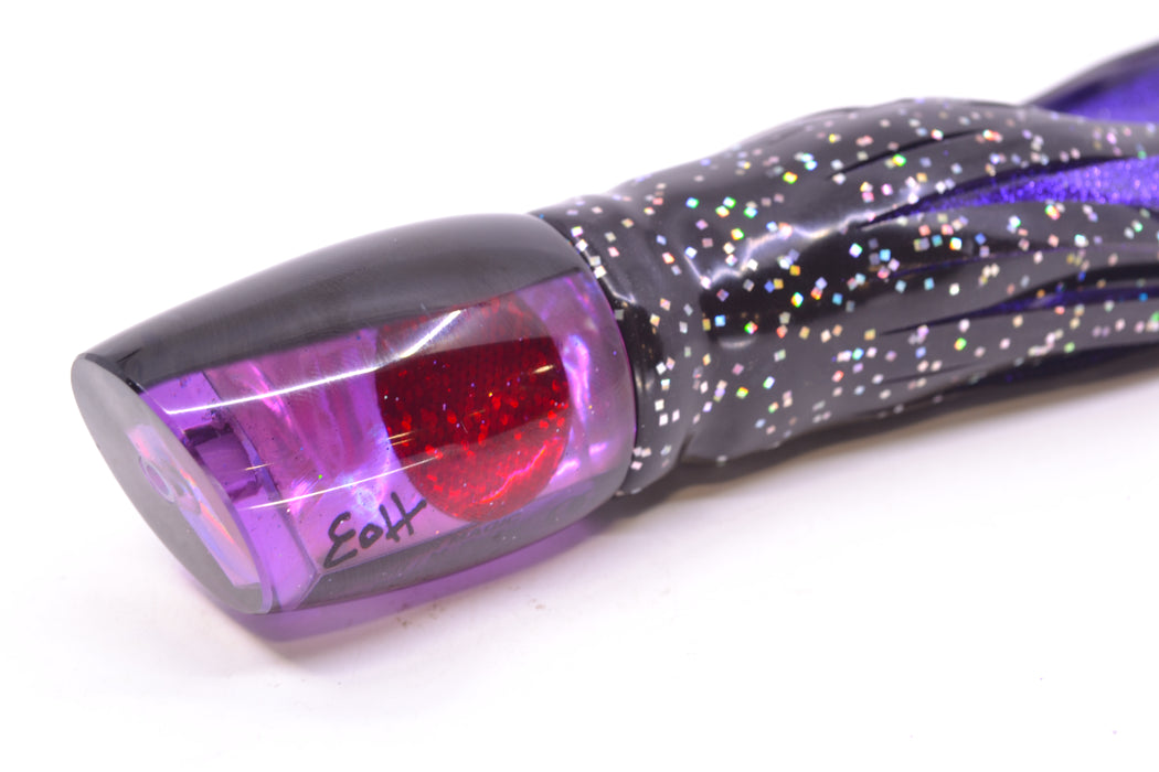 Marlin Magic Lures Purple Awabi Black Back Red Eyes Baby Ruckus 10" 6.5oz Skirted Black