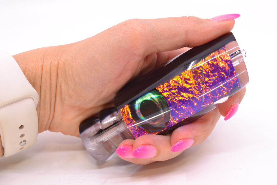Moyes Lures Pink-Purple Dichro Black Back Taxi Eyes Medium Plunger 12" 5oz