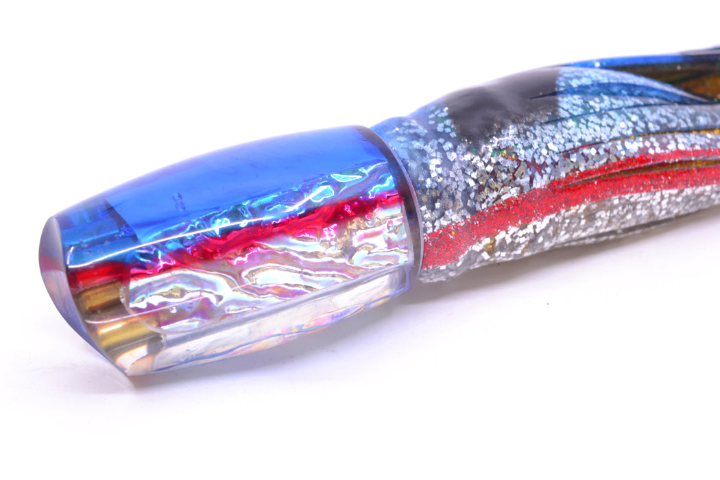Coggin Lures Rainbow Dichro Blue-Red Back 4-Hole Kilauea Tado Scoop 9" 6oz Skirted Evil