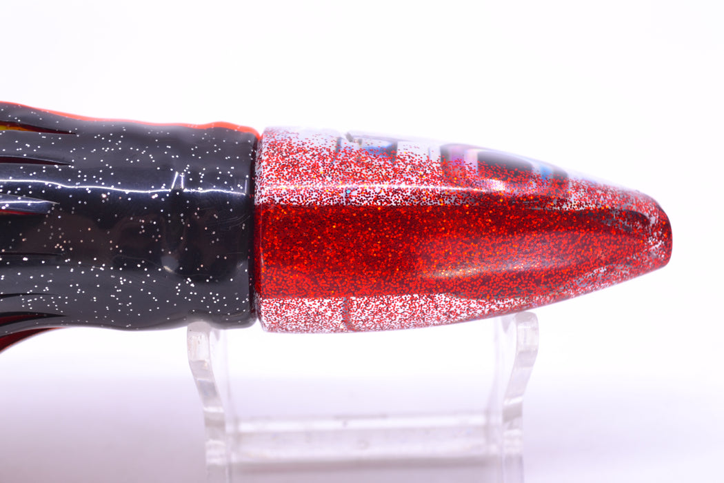 Aloha Lures Silver Rainbow Red Back Super Ninja 9" 6oz Skirted Black-Orange-Red & Black GZE