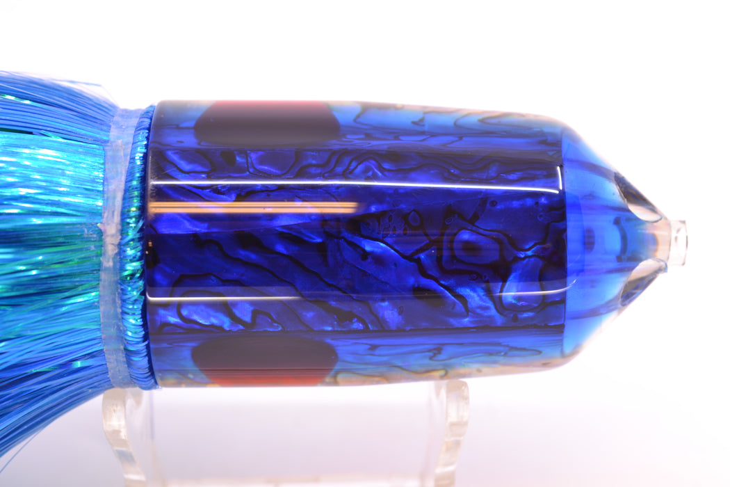 Moyes Lures Paua Shell Blue Back 2-Hole Large Sniper Jet 12" 12oz Strobez Royal Blue