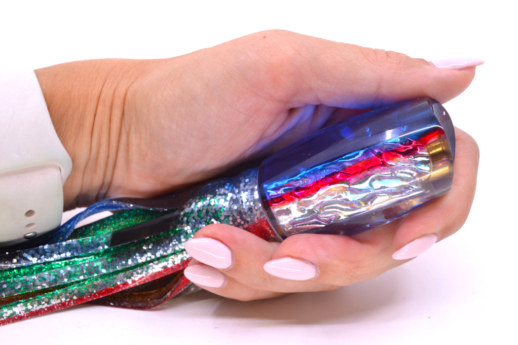 Coggin Lures Rainbow Dichro Blue-Red Back 4-Hole Kilauea Tado Scoop 9" 6oz Skirted Evil
