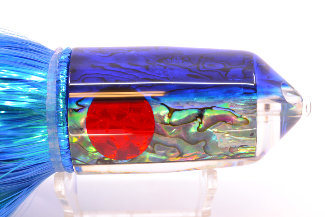 Moyes Lures Paua Shell Blue Back 2-Hole Large Sniper Jet 12" 12oz Strobez Royal Blue