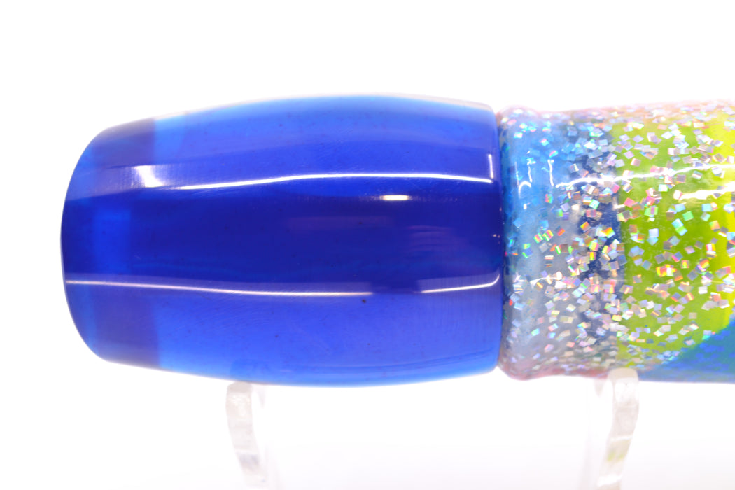 Marlin Magic Lures White Awabi Blue Back Red Eyes Baby Ruckus 10" 6.5oz Skirted Blue-Holo