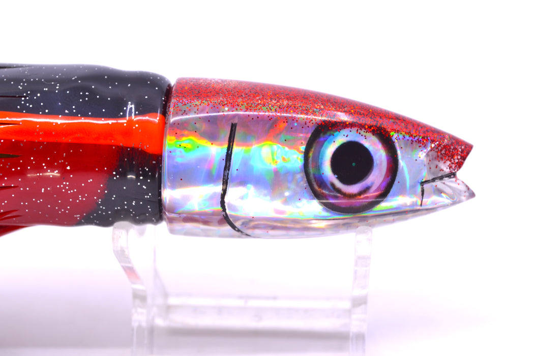 Aloha Lures Silver Rainbow Red Back Super Ninja 9" 6oz Skirted Black-Orange-Red & Black GZE