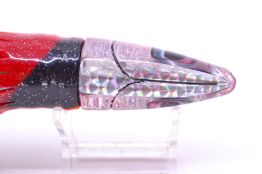 Aloha Lures Silver Rainbow Red Back Super Ninja 9" 6oz Skirted Black-Orange-Red & Black GZE