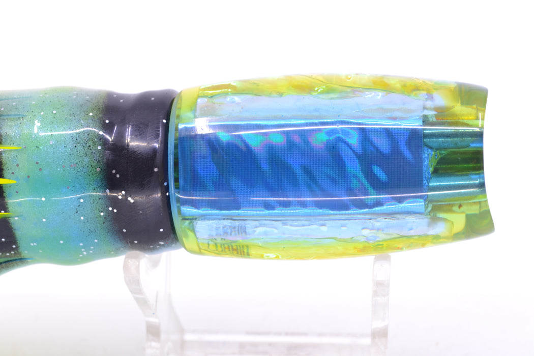 Coggin Lures Rainbow Dichro Blue-Yellow Back 4-Hole Kilauea Tado Scoop 9" 6oz Skirted
