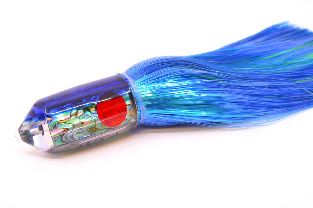 Moyes Lures Paua Shell Blue Back 2-Hole Large Sniper Jet 12" 12oz Strobez Royal Blue