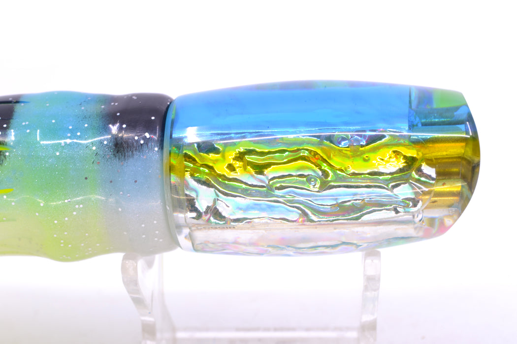 Coggin Lures Rainbow Dichro Blue-Yellow Back 4-Hole Kilauea Tado Scoop 9" 6oz Skirted