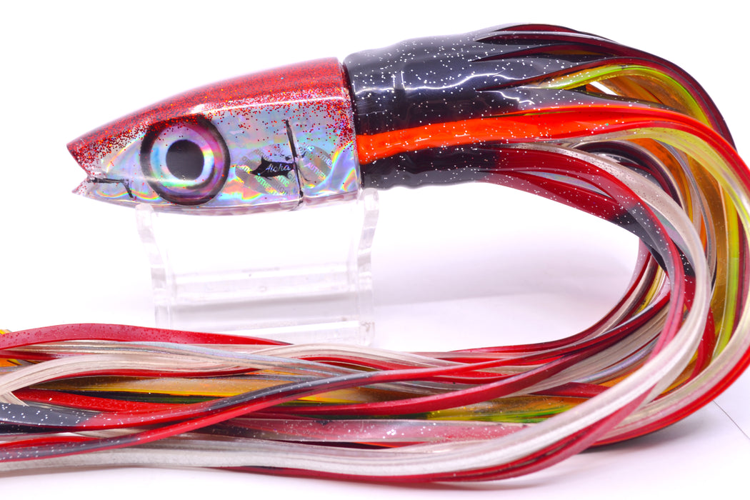 Aloha Lures Silver Rainbow Red Back Super Ninja 9" 6oz Skirted Black-Orange-Red & Black GZE