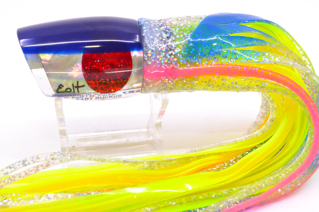 Marlin Magic Lures White Awabi Blue Back Red Eyes Baby Ruckus 10" 6.5oz Skirted Blue-Holo