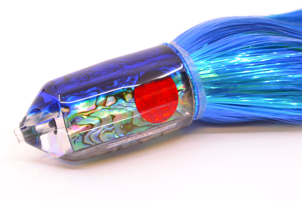 Moyes Lures Paua Shell Blue Back 2-Hole Large Sniper Jet 12" 12oz Strobez Royal Blue