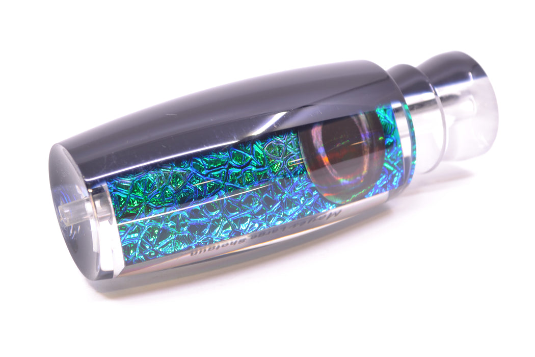 Moyes Lures Blue-Green Oil Slick Black Back Taxi Eyes Large Shotgun 12" 4.7oz