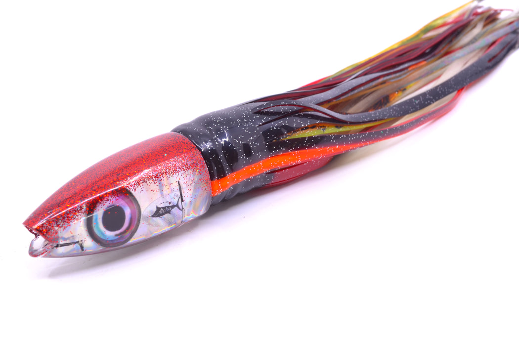 Aloha Lures Silver Rainbow Red Back Super Ninja 9" 6oz Skirted Black-Orange-Red & Black GZE