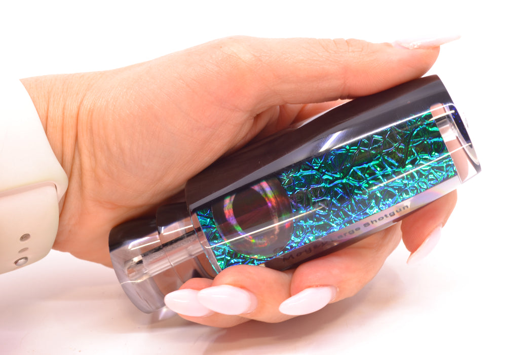 Moyes Lures Blue-Green Oil Slick Black Back Taxi Eyes Large Shotgun 12" 4.7oz