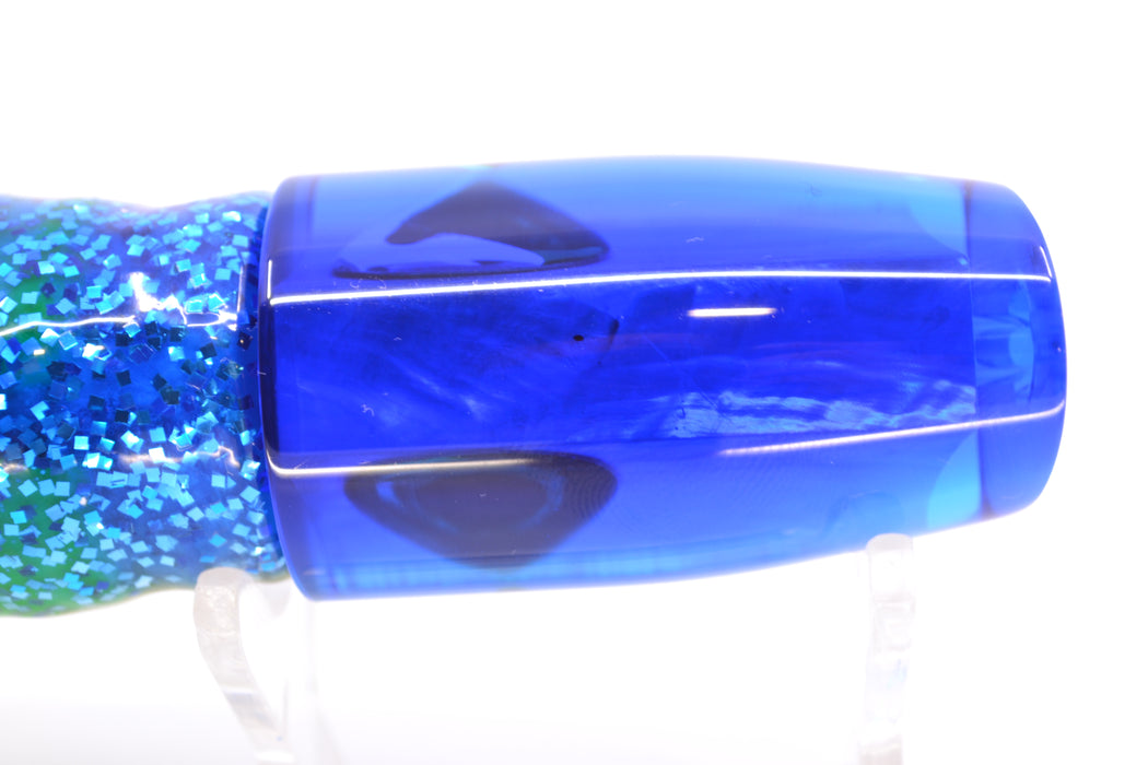 Moyes Lures Ice Blue MOP Blue Back Taxi Eyes Small Plunger 9" 5oz Skirted Blue-Silver