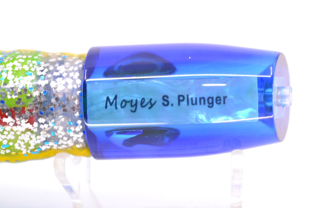 Moyes Lures Ice Blue MOP Blue Back Taxi Eyes Small Plunger 9" 5oz Skirted Blue-Silver
