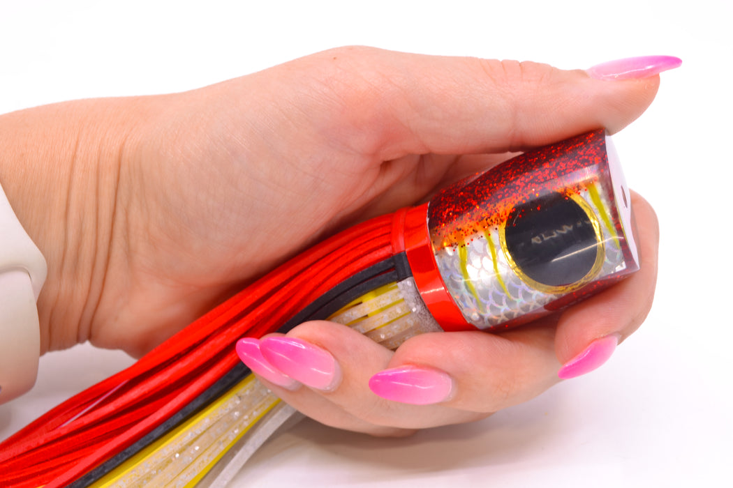 Amaral Lures Silver Pearl Rainbow Scale Yellow Stripes Red Back Krait 10" 3.5oz