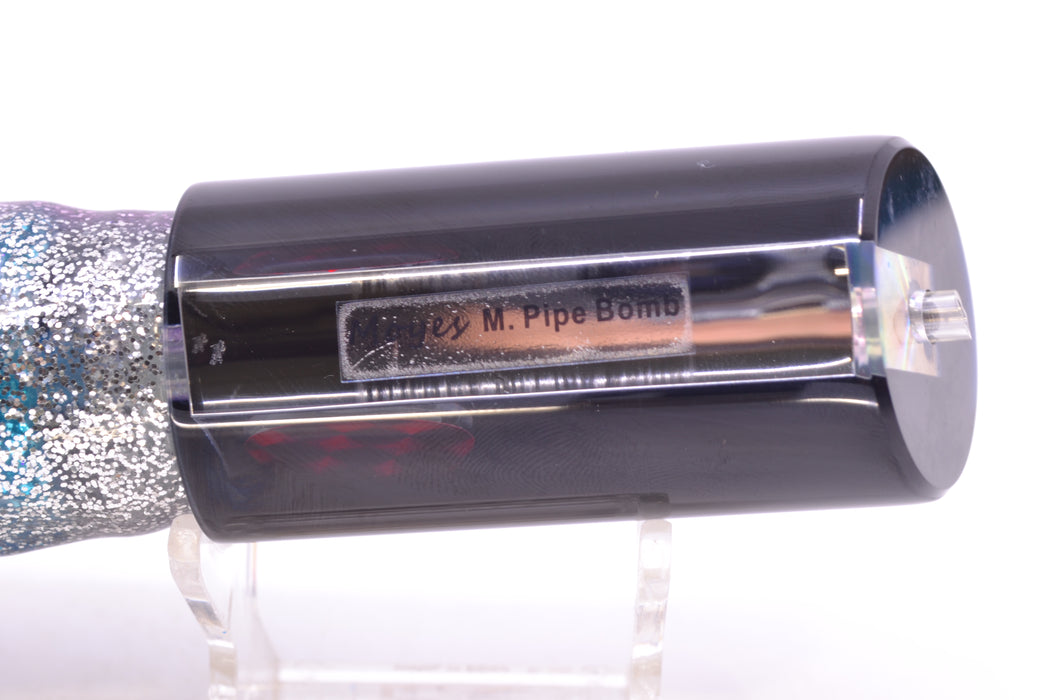Moyes Lures Clear Mirrored Black Back Red Eyes Medium Pipe Bomb 12" 7.5oz Skirted Purple Aurora