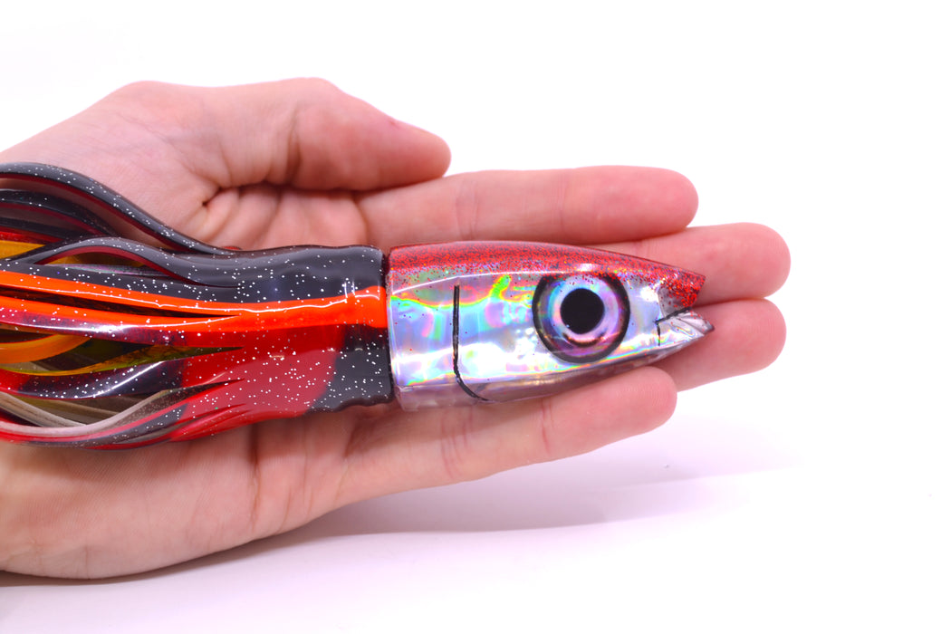 Aloha Lures Silver Rainbow Red Back Super Ninja 9" 6oz Skirted Black-Orange-Red & Black GZE