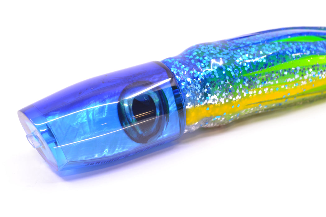 Moyes Lures Ice Blue MOP Blue Back Taxi Eyes Small Plunger 9" 5oz Skirted Blue-Silver