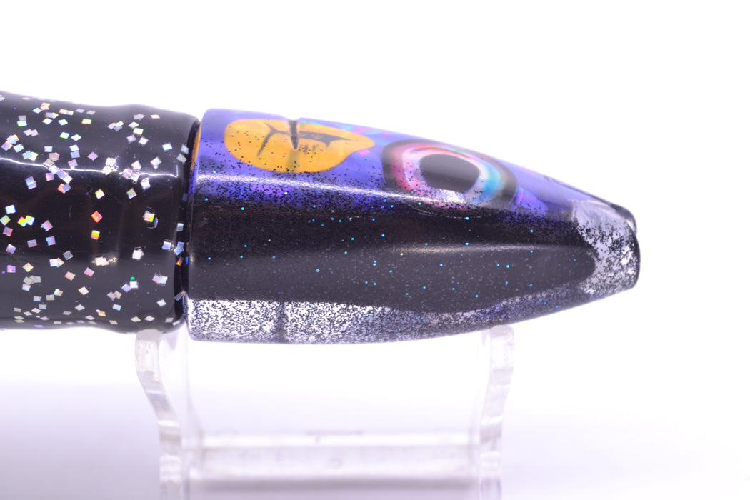 Aloha Lures Purple Rainbow Flake Black Back Super Ninja 9" 6oz Skirted Black/Purple GZE
