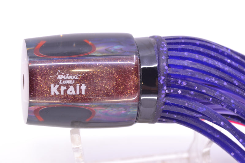Amaral Lures Purple Marbled Abalone Black Back Krait 10" 3.5oz Black-Pink-Purple