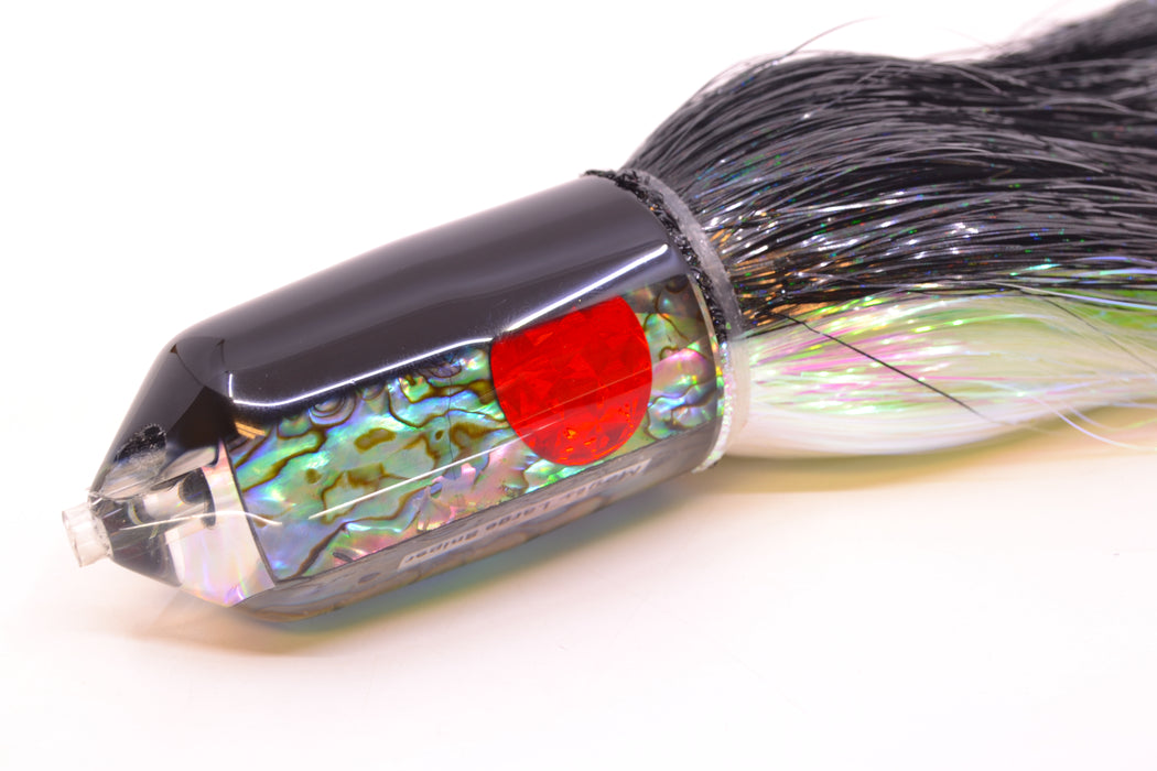 Moyes Lures Paua Shell Black Back 2-Hole Large Sniper Jet 12" 12oz Strobez Black-White
