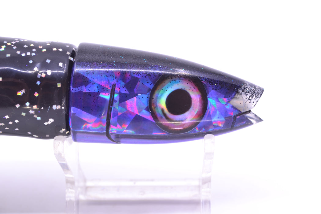 Aloha Lures Purple Rainbow Flake Black Back Super Ninja 9" 6oz Skirted Black/Purple GZE