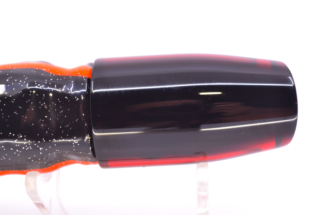 Moyes Lures Red Mirrored Black Back Small Plunger 9" 5oz Skirted Black & Red Bars